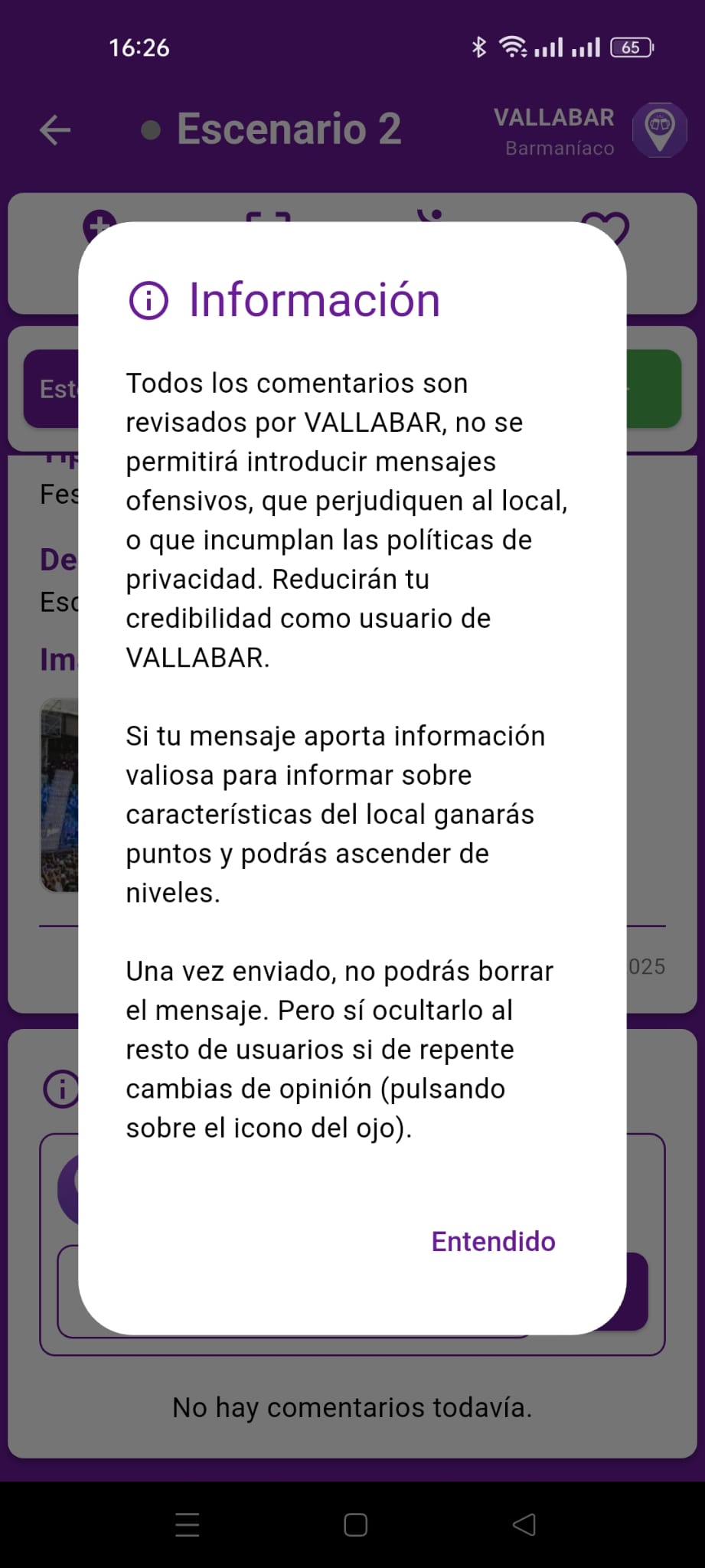 Advertencia sobre comentarios